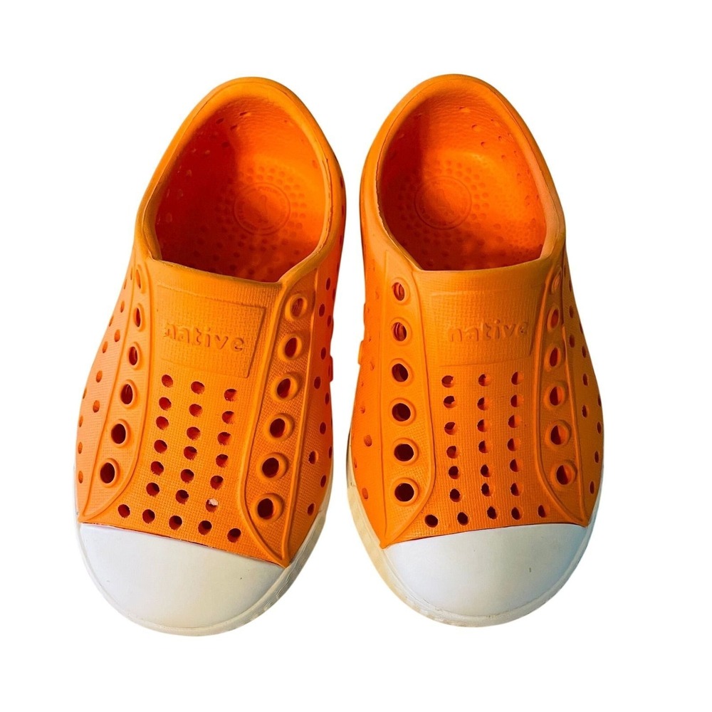 Native Jefferson Shoes Orange Perforated Slip On Sneakers Kids Size C5 Gorpcore